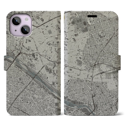 【自由が丘（東京都）】地図柄iPhoneケース（手帳タイプ）モノトーン・iPhone 14 用
