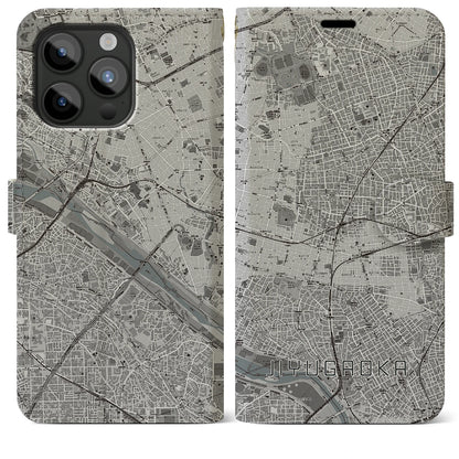 【自由が丘（東京都）】地図柄iPhoneケース（手帳タイプ）モノトーン・iPhone 15 Pro Max 用