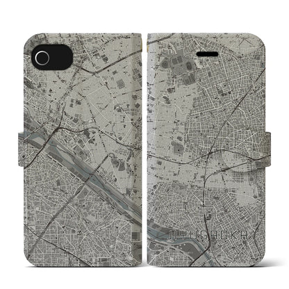 【自由が丘（東京都）】地図柄iPhoneケース（手帳タイプ）モノトーン・iPhone SE（第3 / 第2世代） / 8 / 7 / 6s / 6 用