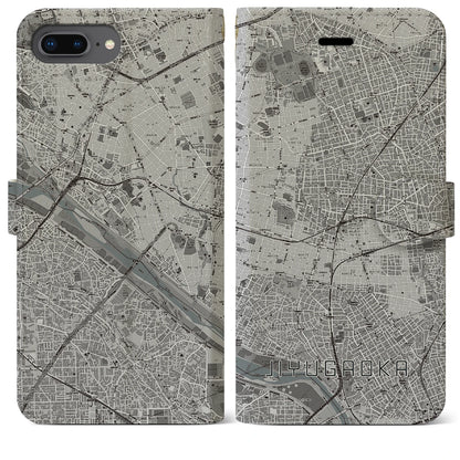【自由が丘（東京都）】地図柄iPhoneケース（手帳タイプ）モノトーン・iPhone 8Plus /7Plus / 6sPlus / 6Plus 用