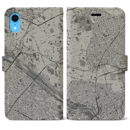 【自由が丘（東京都）】地図柄iPhoneケース（手帳タイプ）モノトーン・iPhone XR 用