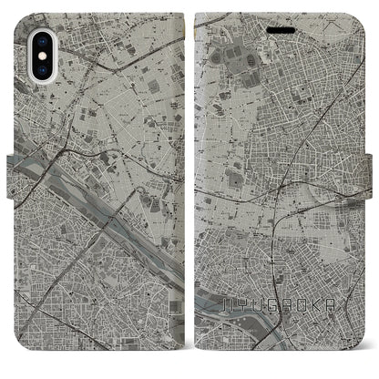 【自由が丘（東京都）】地図柄iPhoneケース（手帳タイプ）モノトーン・iPhone XS Max 用
