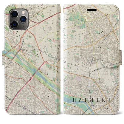 【自由が丘（東京都）】地図柄iPhoneケース（手帳タイプ）ナチュラル・iPhone 11 Pro Max 用