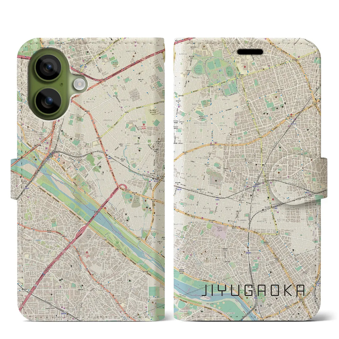 【自由が丘(東京都)】地図柄iPhoneケース(手帳タイプ)モノトーン・iPhone 17 Pro Max 用