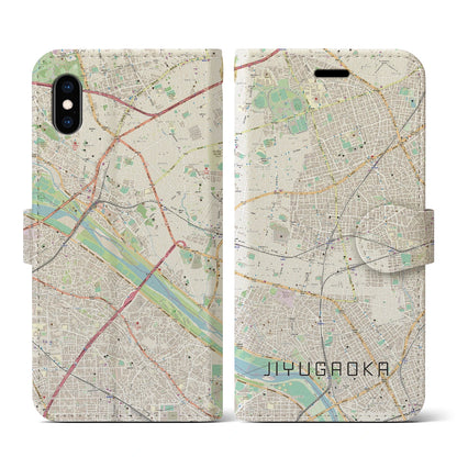 【自由が丘（東京都）】地図柄iPhoneケース（手帳タイプ）ナチュラル・iPhone XS / X 用