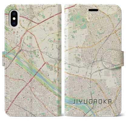 【自由が丘（東京都）】地図柄iPhoneケース（手帳タイプ）ナチュラル・iPhone XS Max 用