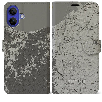 【上越（新潟県）】地図柄iPhoneケース（手帳タイプ）モノトーン・iPhone 16 Pro Max 用