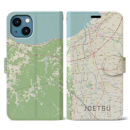 【上越（新潟県）】地図柄iPhoneケース（手帳タイプ）ナチュラル・iPhone 13 用