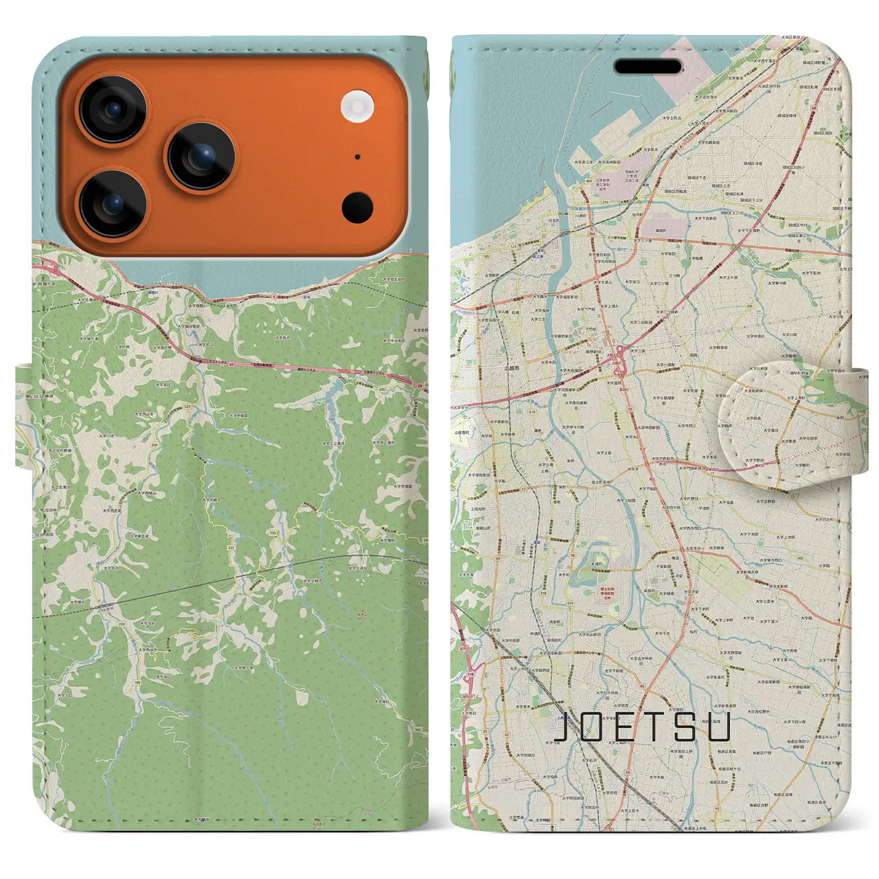 【上越（新潟県）】地図柄iPhoneケース（手帳タイプ）