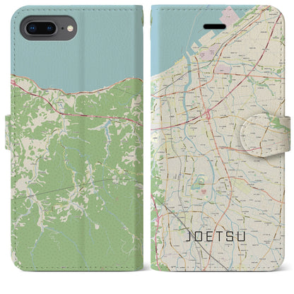 【上越（新潟県）】地図柄iPhoneケース（手帳タイプ）ナチュラル・iPhone 8Plus /7Plus / 6sPlus / 6Plus 用