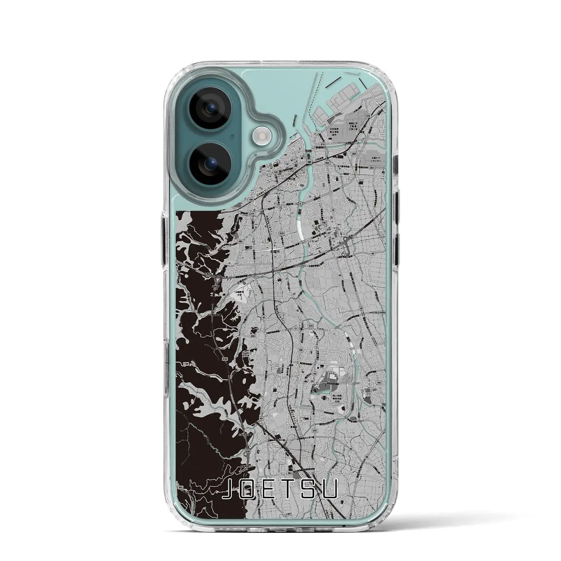 【上越(新潟県)】地図柄iPhoneケース(MagSafeタイプ)モノトーン・iPhone 16 Pro 用