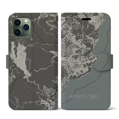 【城ヶ崎海岸（静岡県）】地図柄iPhoneケース（手帳タイプ）モノトーン・iPhone 11 Pro 用