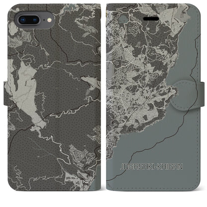 【城ヶ崎海岸（静岡県）】地図柄iPhoneケース（手帳タイプ）モノトーン・iPhone 8Plus /7Plus / 6sPlus / 6Plus 用