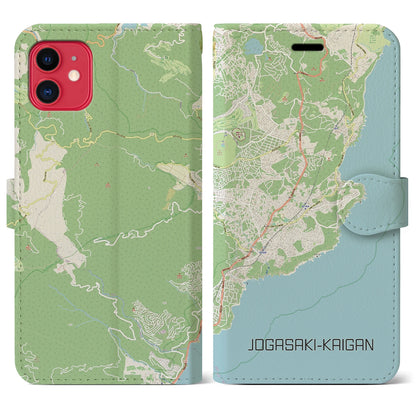 【城ヶ崎海岸（静岡県）】地図柄iPhoneケース（手帳タイプ）ナチュラル・iPhone 11 用