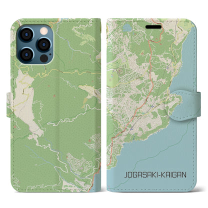 【城ヶ崎海岸（静岡県）】地図柄iPhoneケース（手帳タイプ）ナチュラル・iPhone 12 / 12 Pro 用