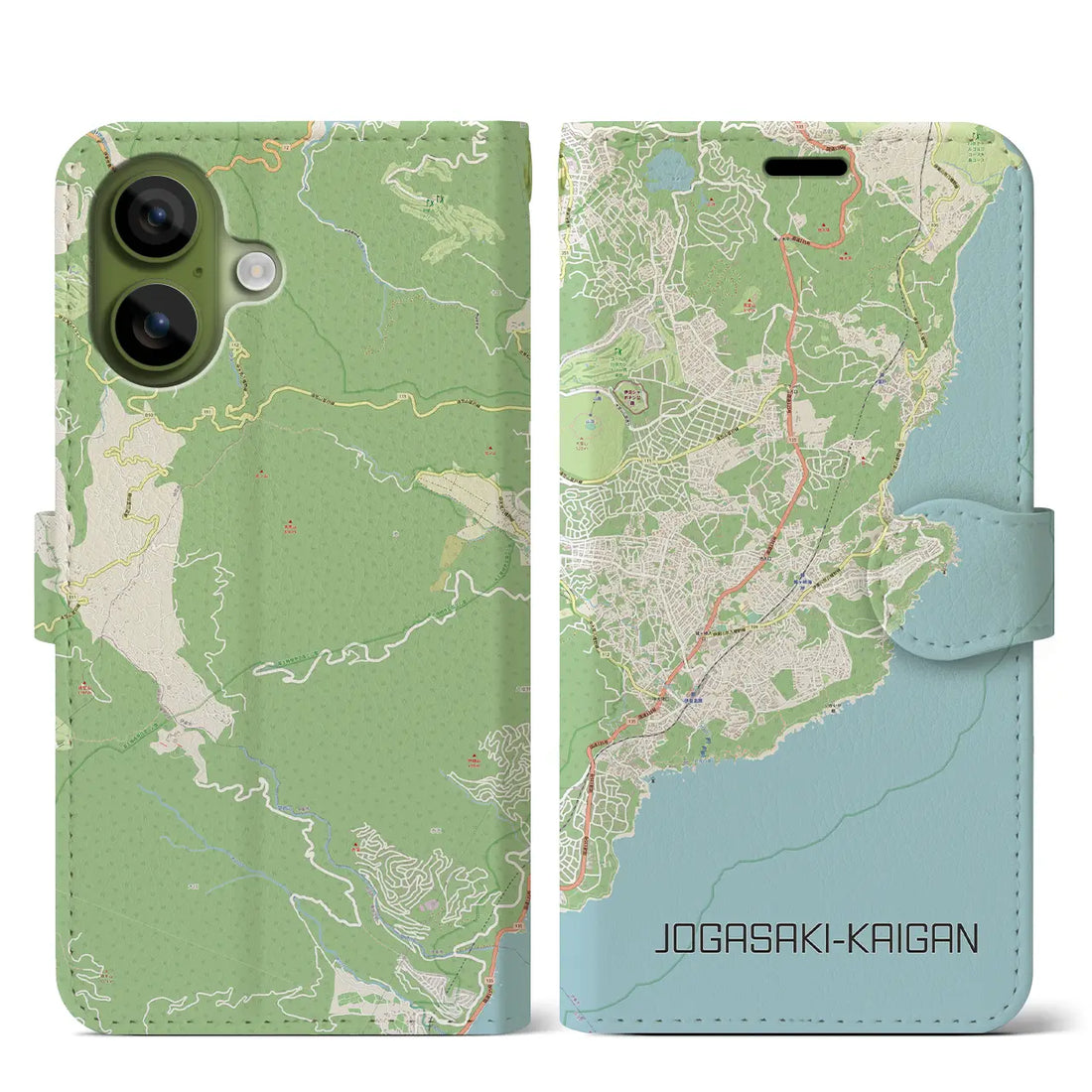 【城ヶ崎海岸(静岡県)】地図柄iPhoneケース(手帳タイプ)モノトーン・iPhone 17 Pro Max 用