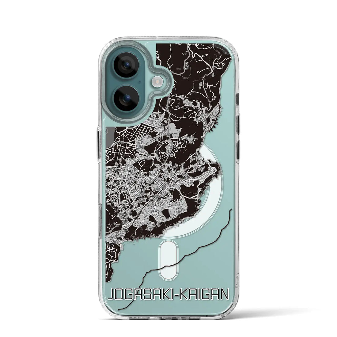 【城ヶ崎海岸（静岡県）】地図柄iPhoneケース（MagSafeタイプ）モノトーン・iPhone 16 Pro 用