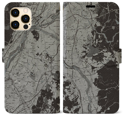 【城陽（京都府）】地図柄iPhoneケース（手帳タイプ）モノトーン・iPhone 12 Pro Max 用
