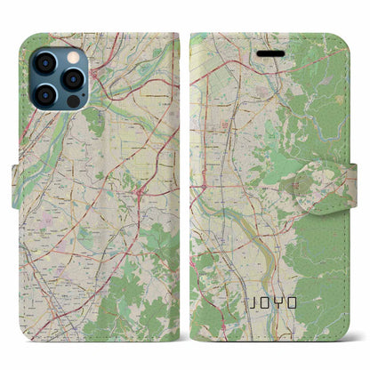 【城陽（京都府）】地図柄iPhoneケース（手帳タイプ）ナチュラル・iPhone 12 / 12 Pro 用