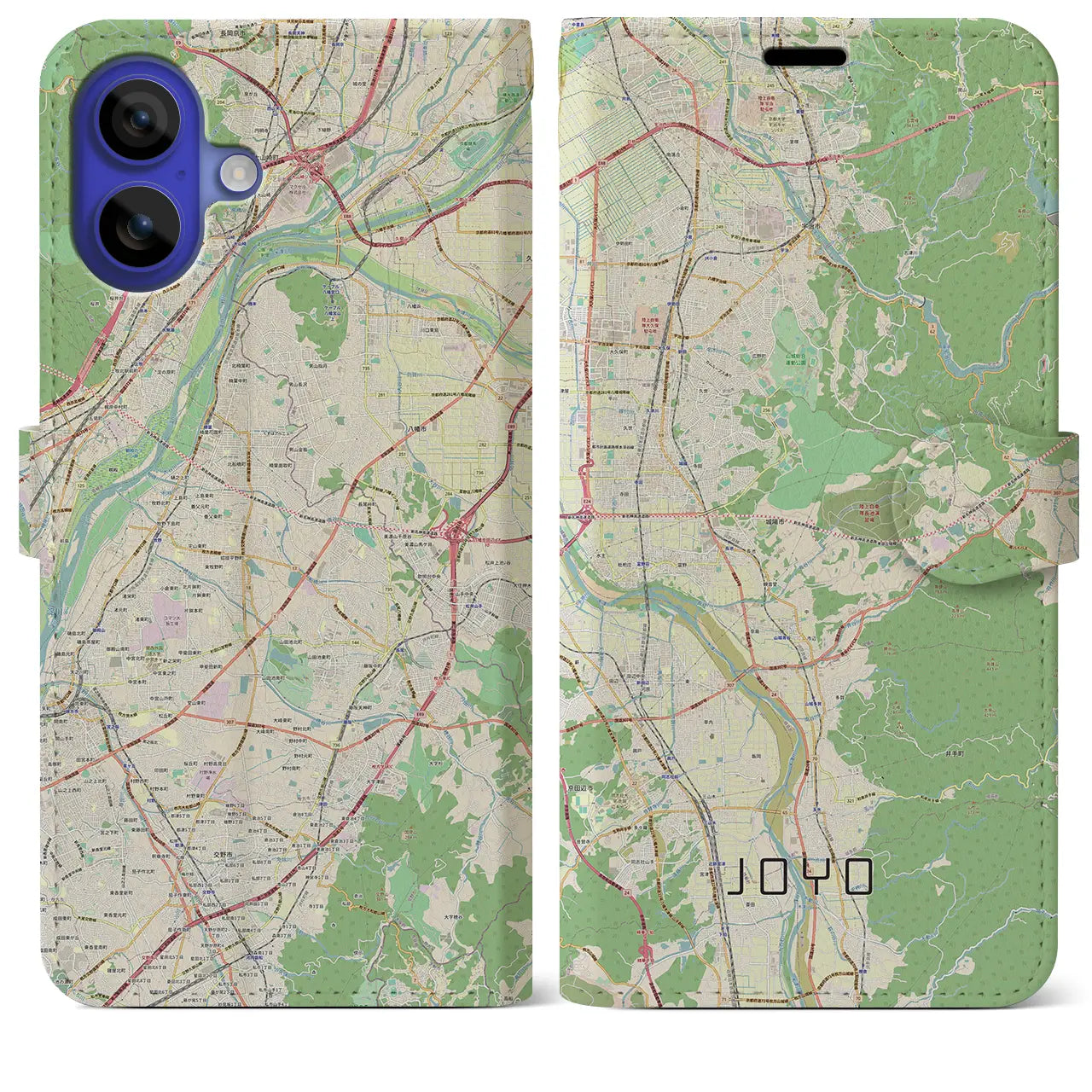 【城陽（京都府）】地図柄iPhoneケース（手帳タイプ）ナチュラル・iPhone 16 Pro Max 用