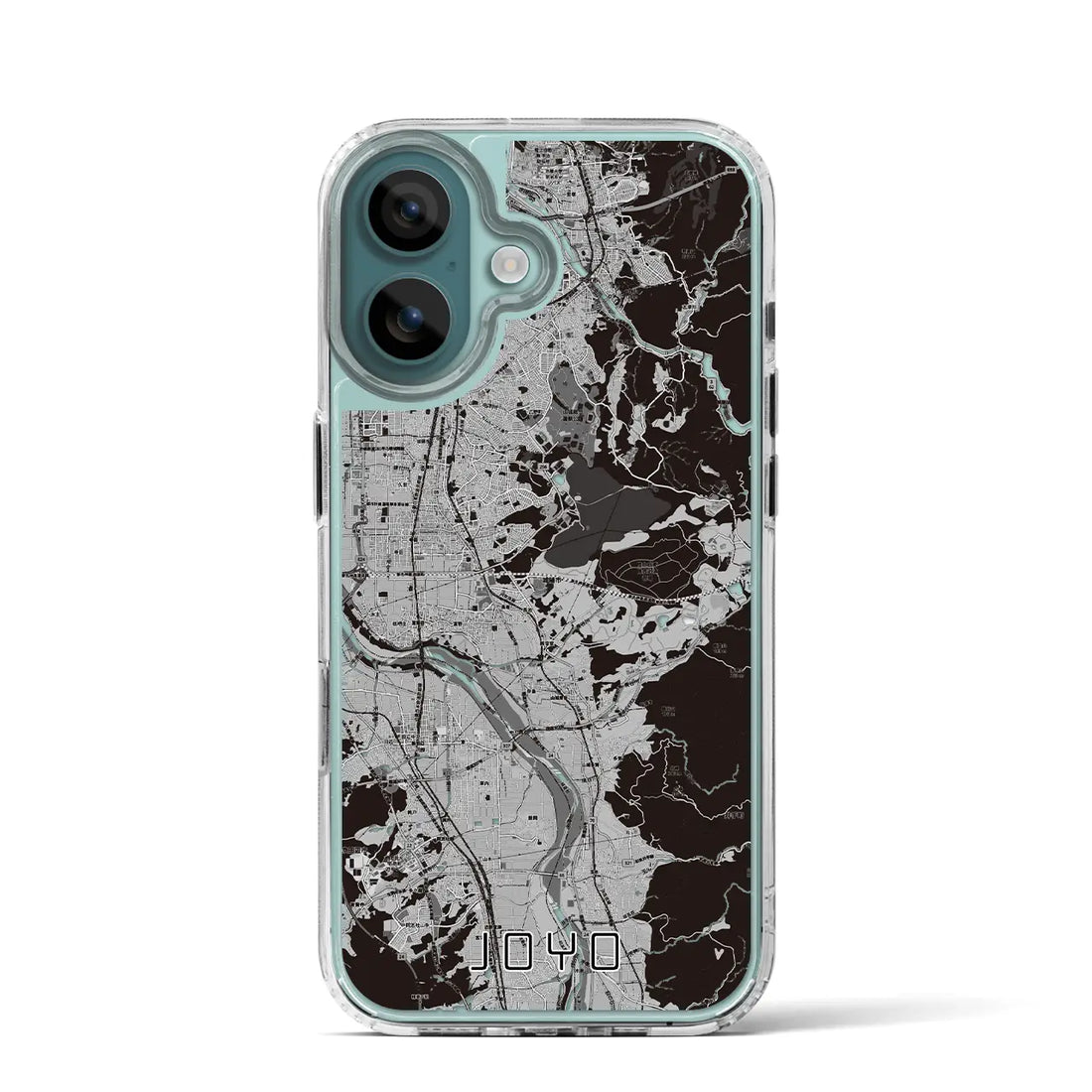 【城陽(京都府)】地図柄iPhoneケース(MagSafeタイプ)モノトーン・iPhone 16 Pro 用