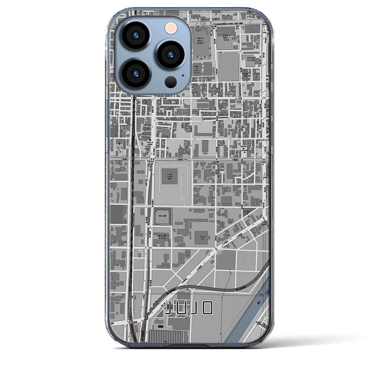 【十条（京都府）】地図柄iPhoneケース（クリアタイプ）