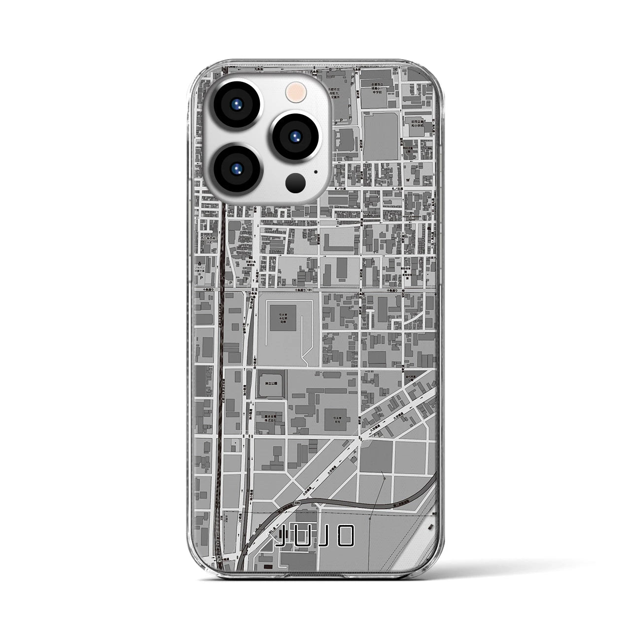 【十条（京都府）】地図柄iPhoneケース（クリアタイプ）