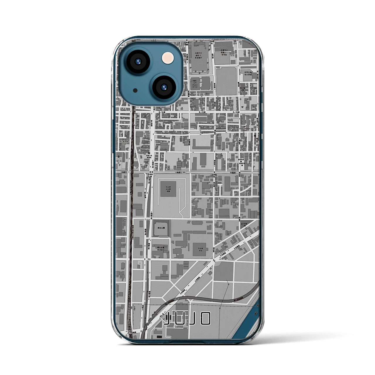 【十条（京都府）】地図柄iPhoneケース（クリアタイプ）