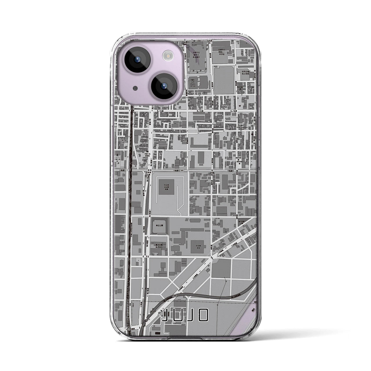 【十条（京都府）】地図柄iPhoneケース（クリアタイプ）