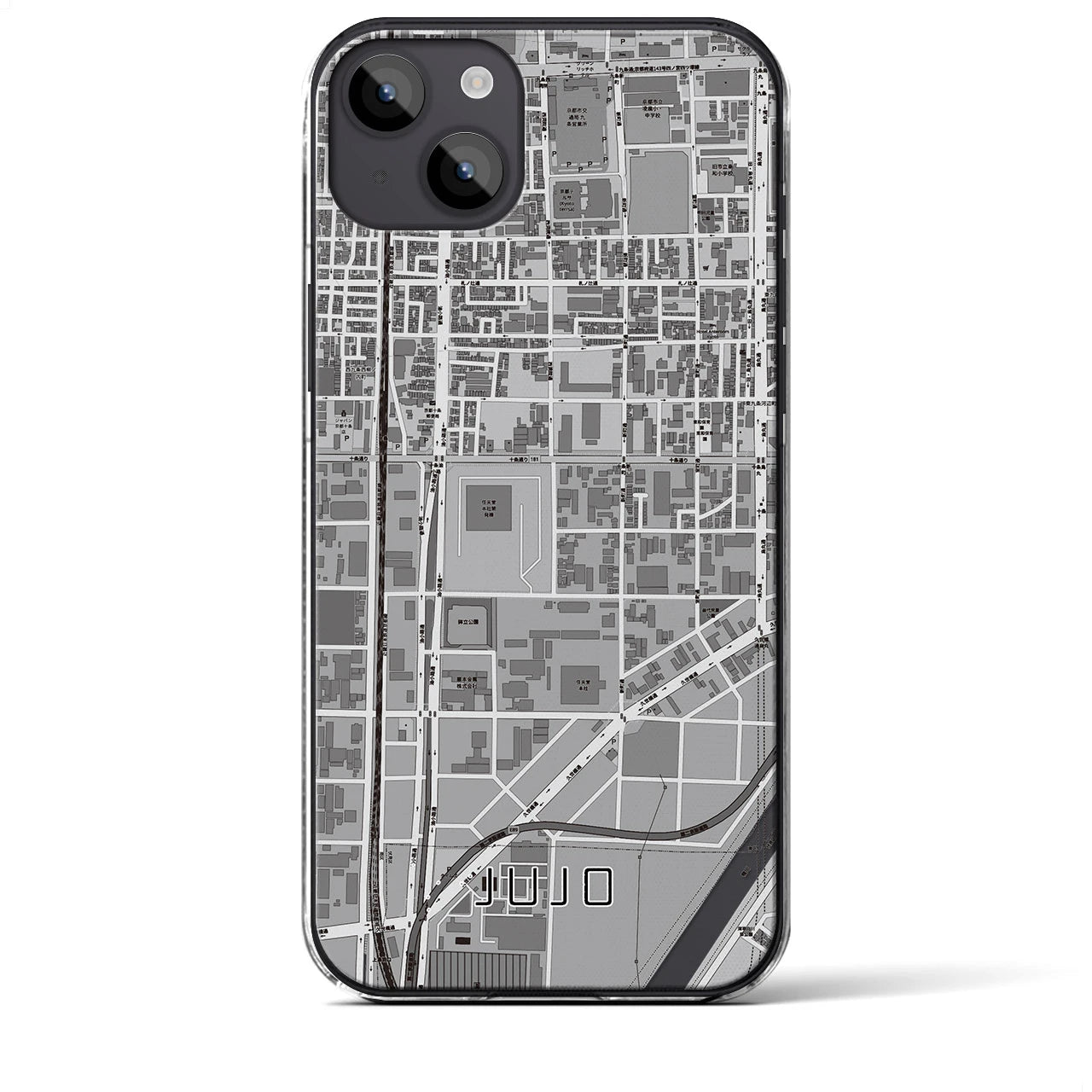 【十条（京都府）】地図柄iPhoneケース（クリアタイプ）