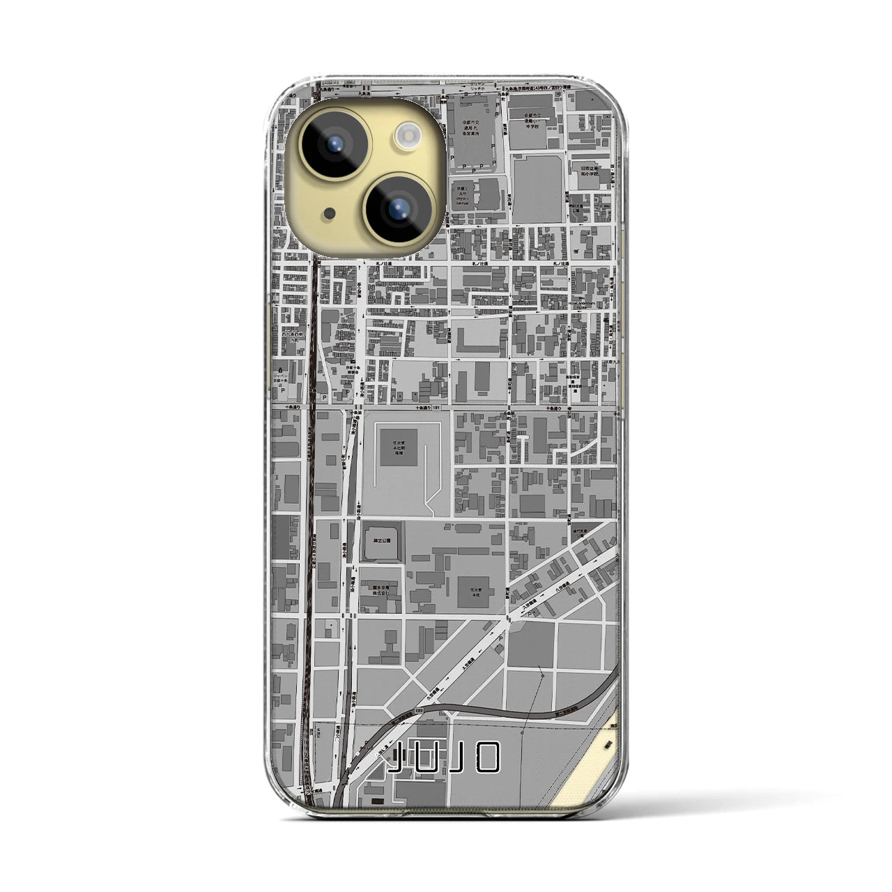 【十条（京都府）】地図柄iPhoneケース（クリアタイプ）