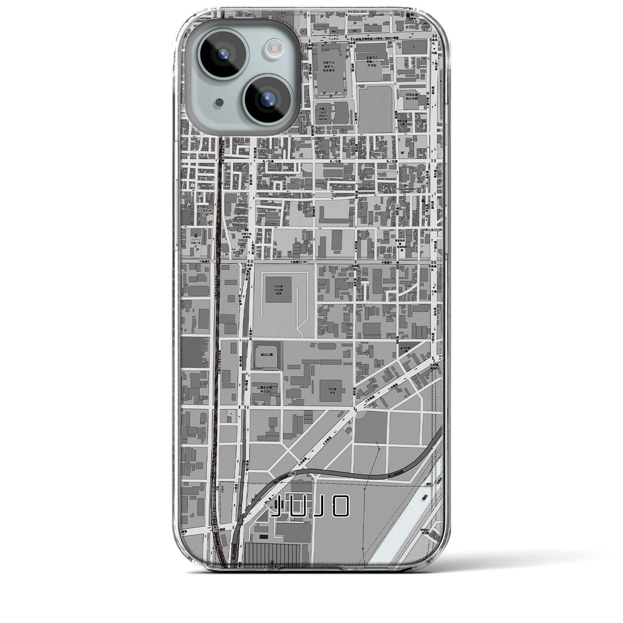 【十条（京都府）】地図柄iPhoneケース（クリアタイプ）