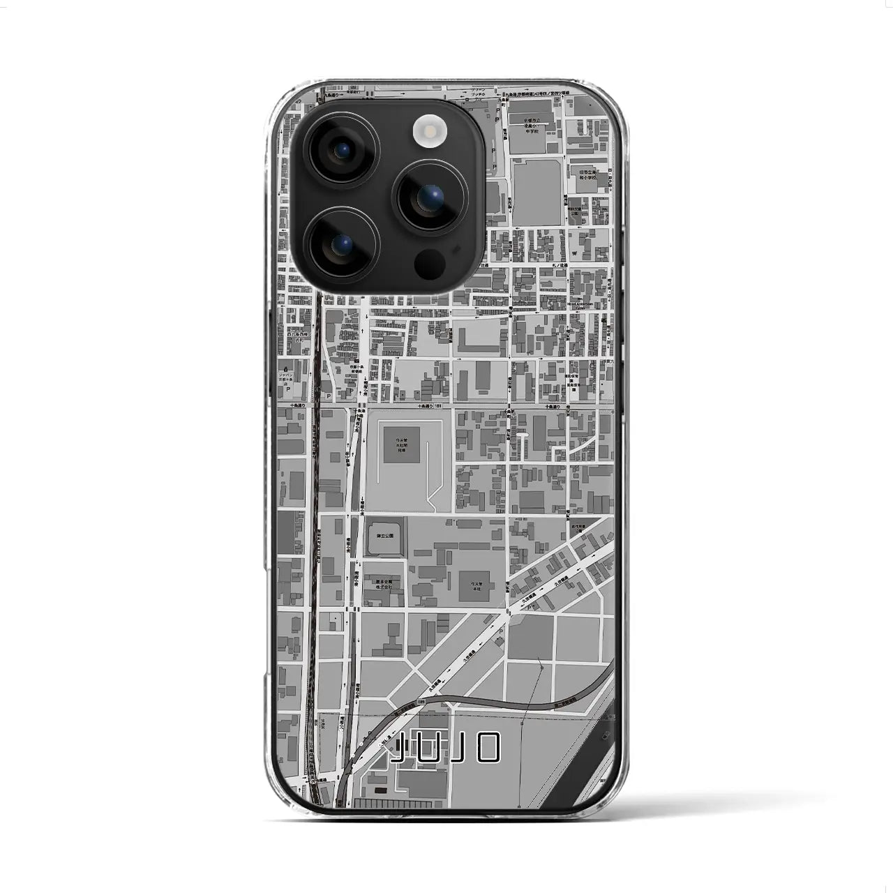【十条（京都府）】地図柄iPhoneケース（クリアタイプ）