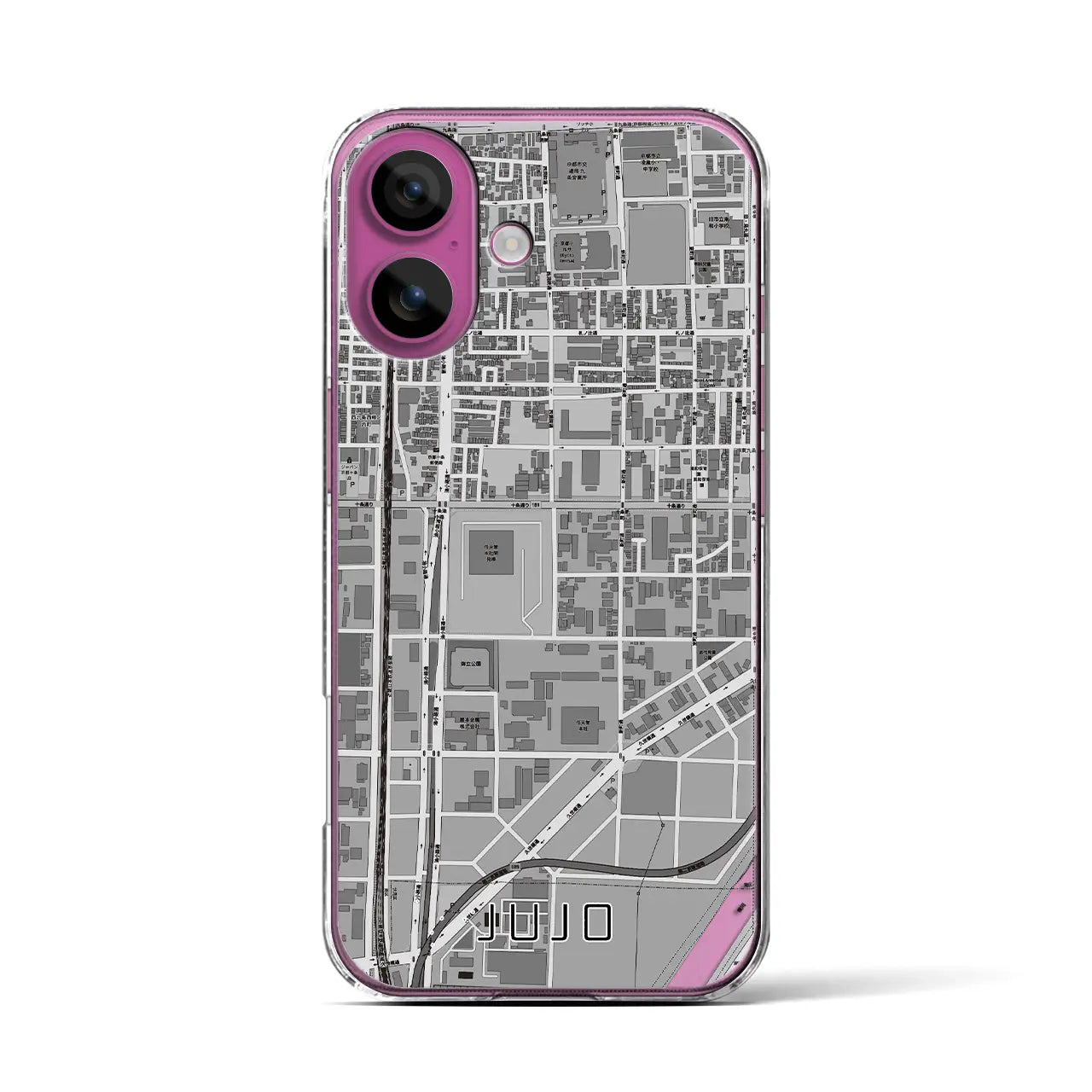 【十条（京都府）】地図柄iPhoneケース（クリアタイプ）