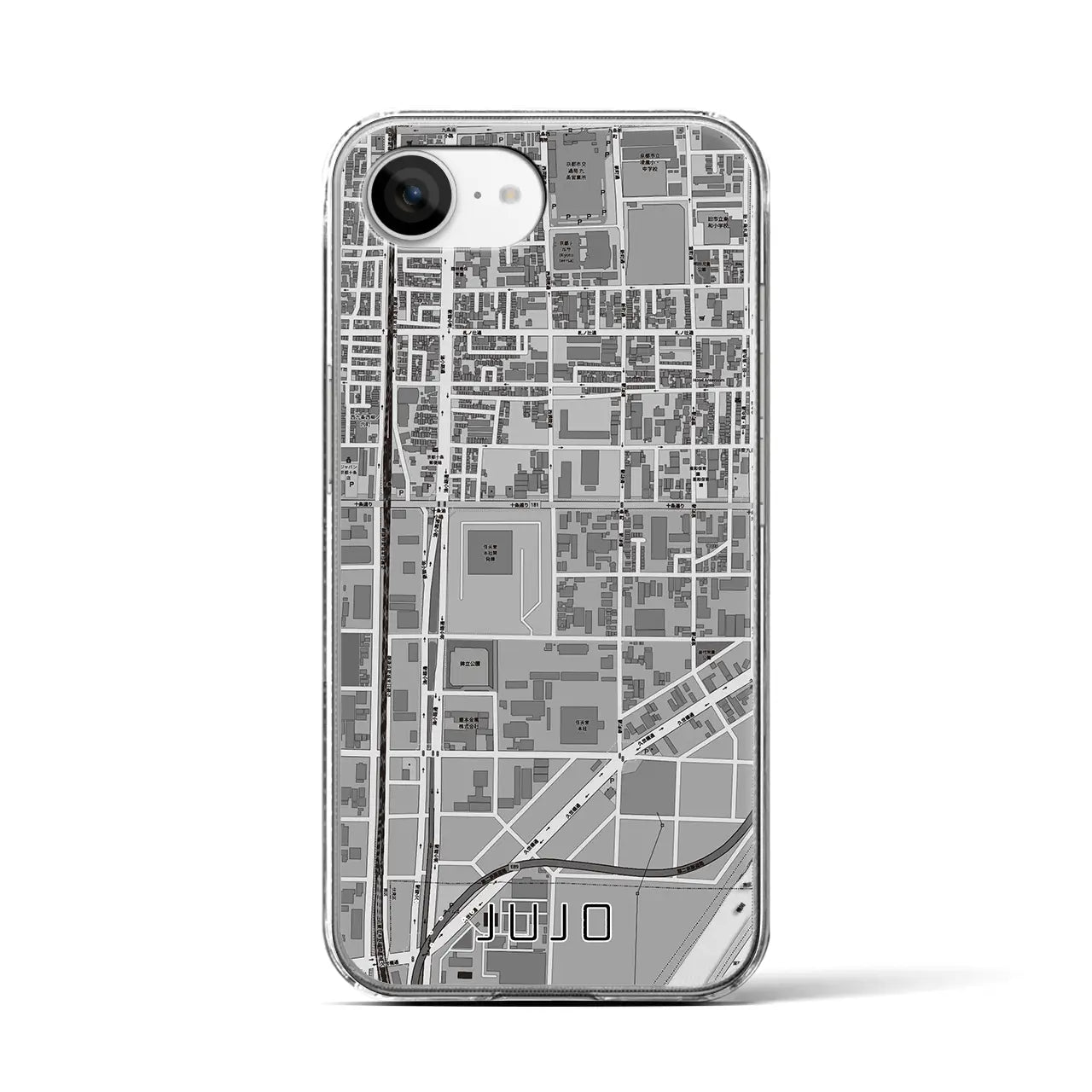 【十条（京都府）】地図柄iPhoneケース（クリアタイプ）