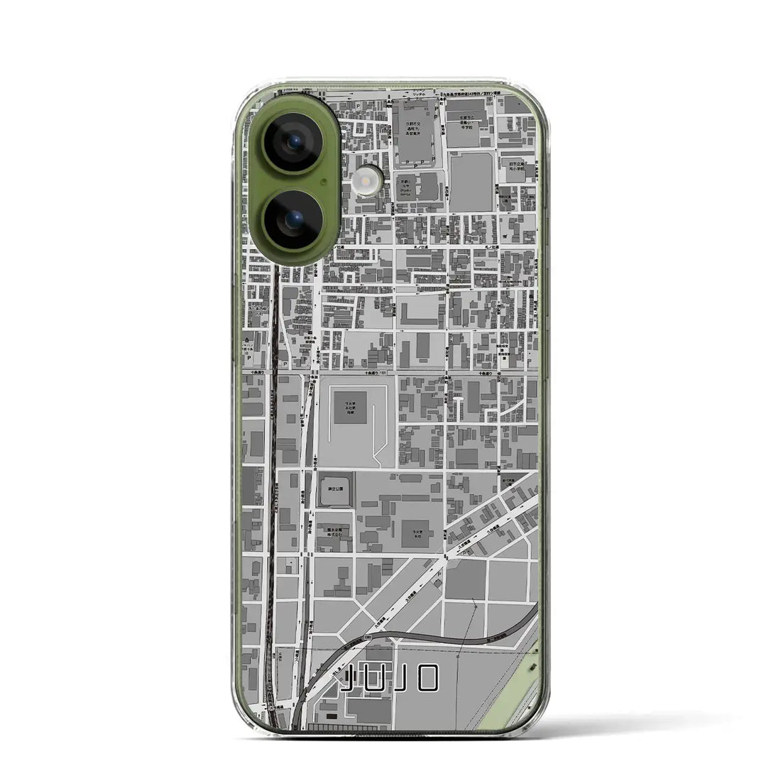 【十条（京都府）】地図柄iPhoneケース（クリアタイプ）モノトーン・iPhone 17 Pro Max 用