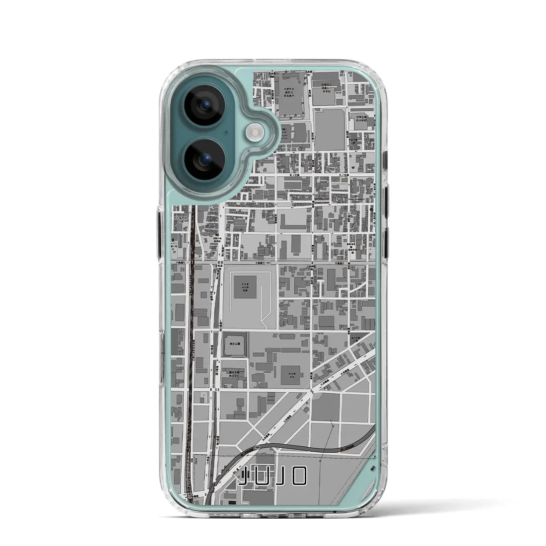 【十条(京都府)】地図柄iPhoneケース(MagSafeタイプ)モノトーン・iPhone 16 Pro 用