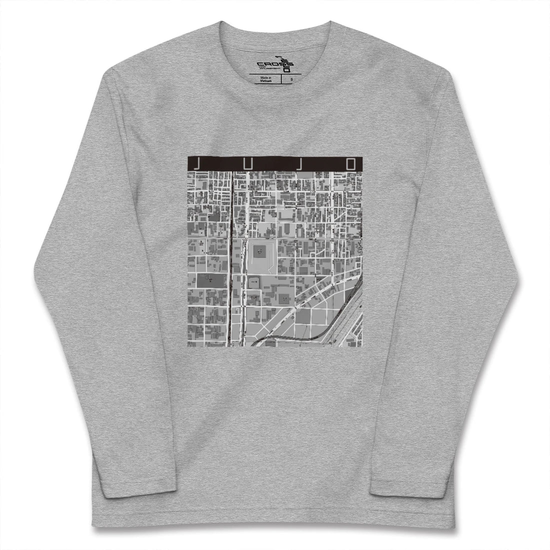 【十条(京都府)(京都府)】地図柄ロングスリーブTシャツ