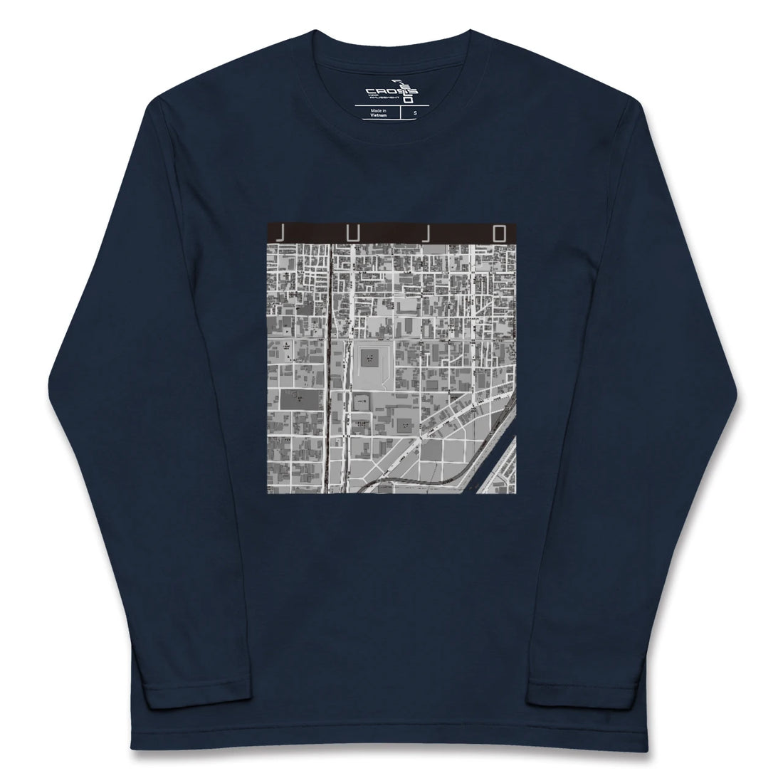 【十条（京都府）（京都府）】地図柄ロングスリーブTシャツ