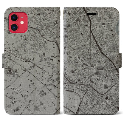 【十条（東京都）】地図柄iPhoneケース（手帳タイプ）モノトーン・iPhone 11 用