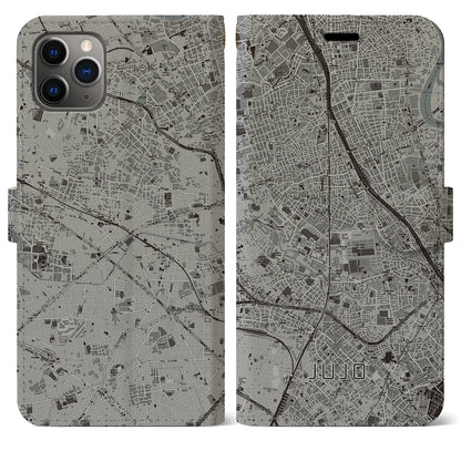 【十条（東京都）】地図柄iPhoneケース（手帳タイプ）モノトーン・iPhone 11 Pro Max 用