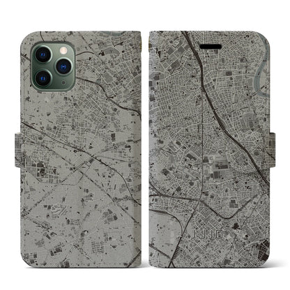 【十条（東京都）】地図柄iPhoneケース（手帳タイプ）モノトーン・iPhone 11 Pro 用