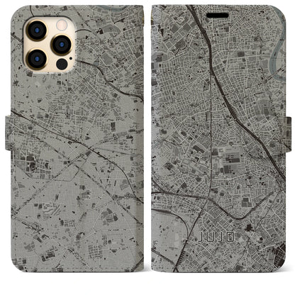 【十条（東京都）】地図柄iPhoneケース（手帳タイプ）モノトーン・iPhone 12 Pro Max 用