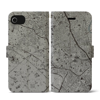 【十条（東京都）】地図柄iPhoneケース（手帳タイプ）モノトーン・iPhone SE（第3 / 第2世代） / 8 / 7 / 6s / 6 用