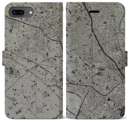 【十条（東京都）】地図柄iPhoneケース（手帳タイプ）モノトーン・iPhone 8Plus /7Plus / 6sPlus / 6Plus 用