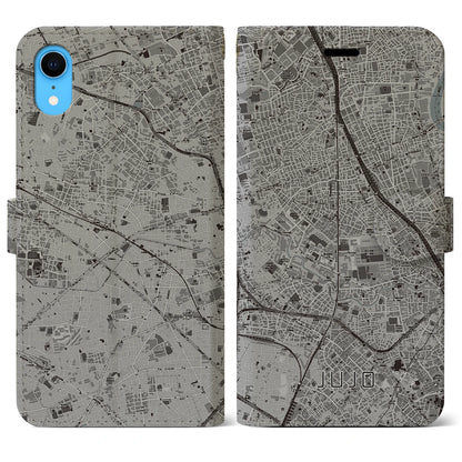【十条（東京都）】地図柄iPhoneケース（手帳タイプ）モノトーン・iPhone XR 用