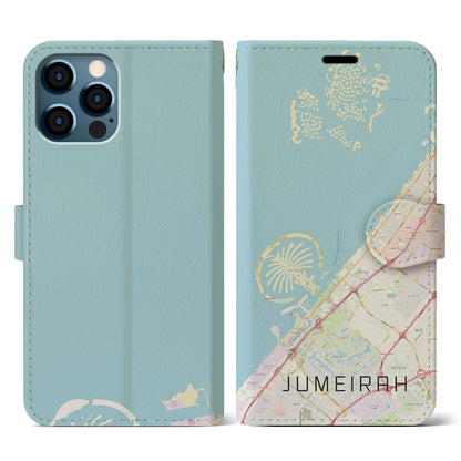 【ジュメイラ（アラブ首長国連邦）】地図柄iPhoneケース（手帳タイプ）ナチュラル・iPhone 12 / 12 Pro 用