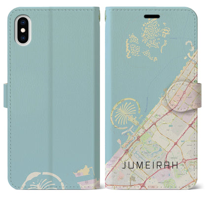 【ジュメイラ（アラブ首長国連邦）】地図柄iPhoneケース（手帳タイプ）ナチュラル・iPhone XS Max 用