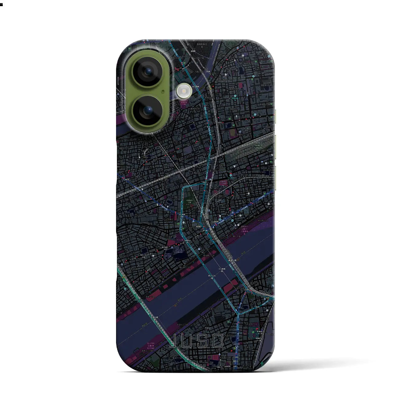 【十三（大阪府）】地図柄iPhoneケース（バックカバータイプ）