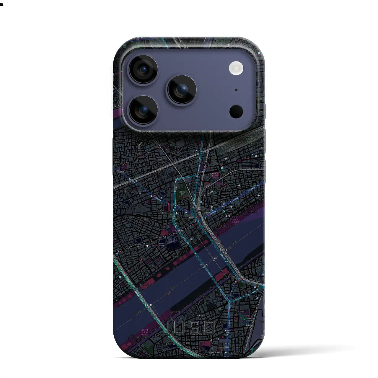 【十三（大阪府）】地図柄iPhoneケース（バックカバータイプ）